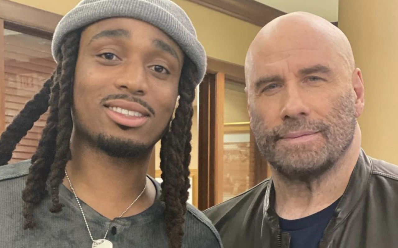 Quavo (L) and John Travolta, who'll be at Tampa Theatre on March 21, 2024.